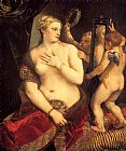 Titian Canvas Paintings - Venus in front of the mirror